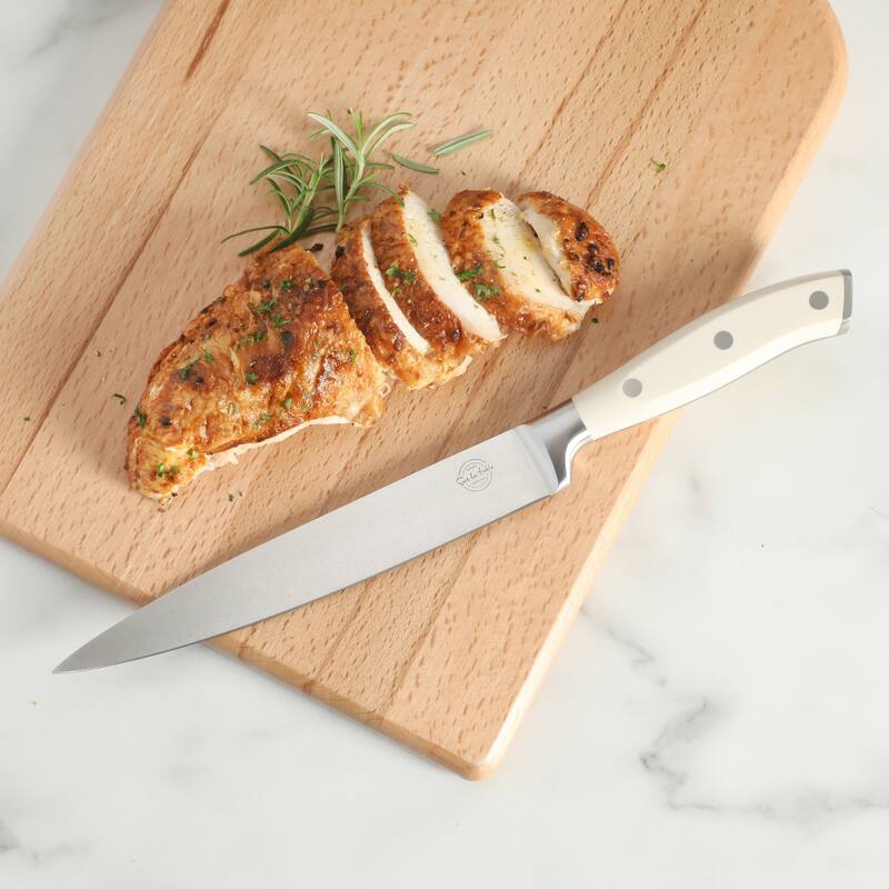 Sur La Table Kitchen Essential Tasting Kitchen German Steel Forged Full Tang Prfessional Knife with White Handle