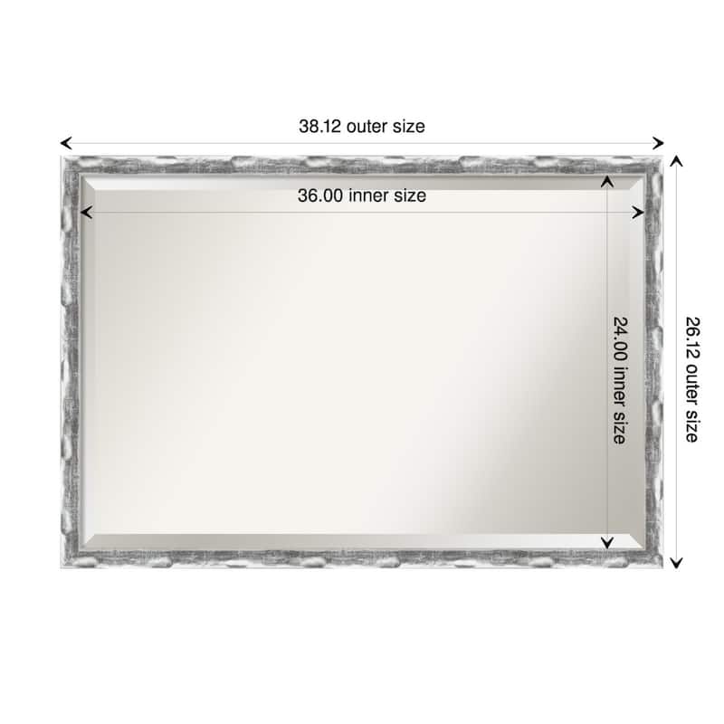 Beveled Wall Mirror - Scratched Wave Chrome Frame - Scratched Wave Chrome - 38 x 26-inch