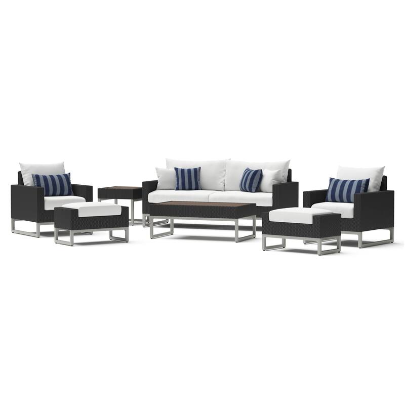 Milo Espresso 7 Piece Sunbrella Outdoor Patio Deep Seating Set