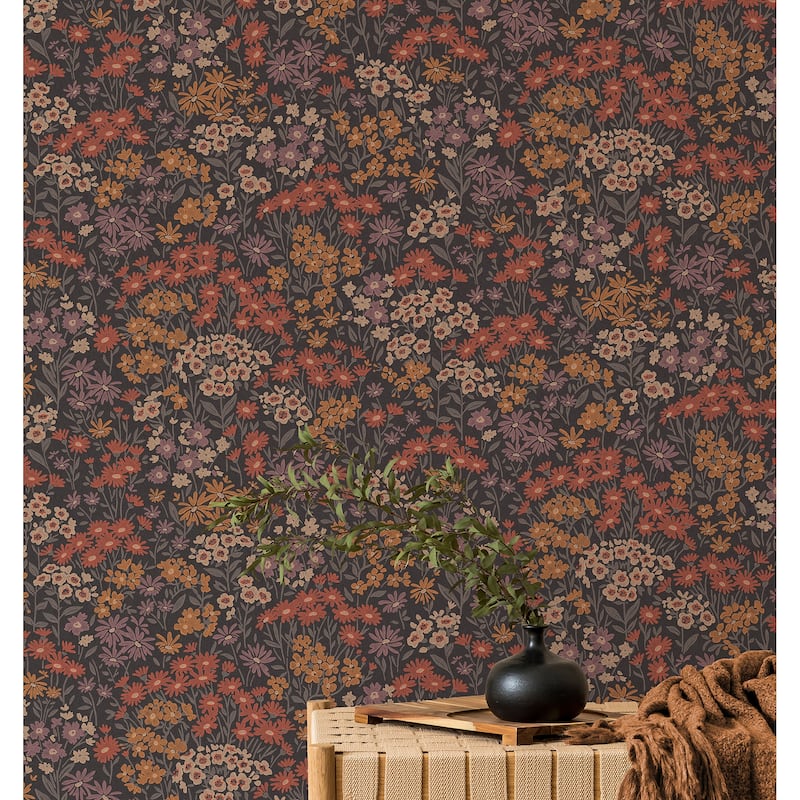 Ditsy Orange Daisies Wallpaper
