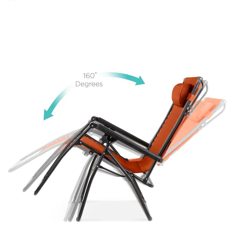 Steel Zero Gravity Outdoor Folding Reclining Patio Lounge Chair - 34 L x 27 W x 49 H (inches)