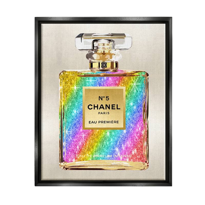 Stupell Glam Rainbow Perfume Framed Floater Canvas Wall Art Design by Madeline Blake - 25 x 31 - Black