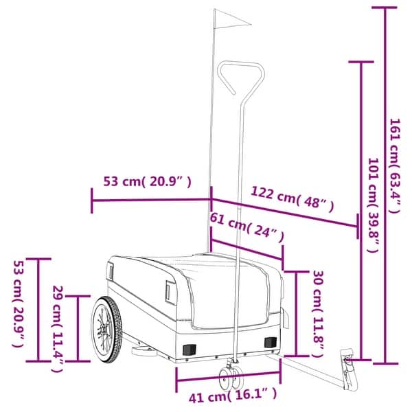 dimension image slide 0 of 5, vidaXL Bike Trailer Kids Bicycle Cargo Trailer Cart Wagon with Tow Bar Iron