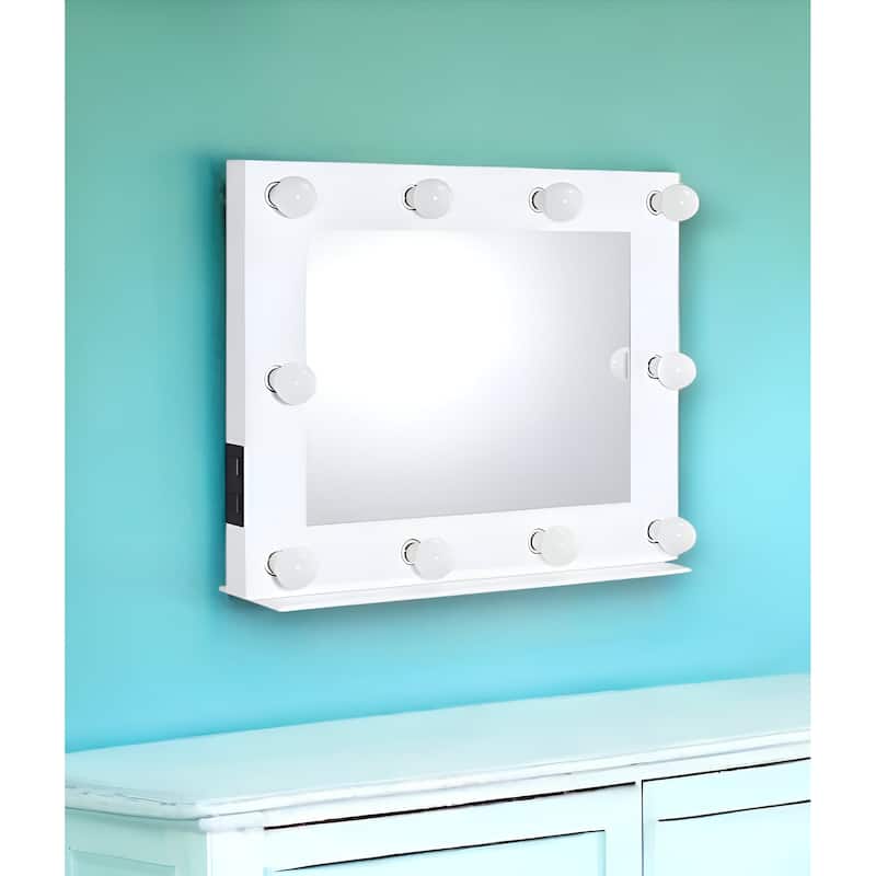 HomeRoots 26" White Metal Framed Mounted Accent Mirror - 32' X '26' X '7 - 32' X '26' X '7 - White