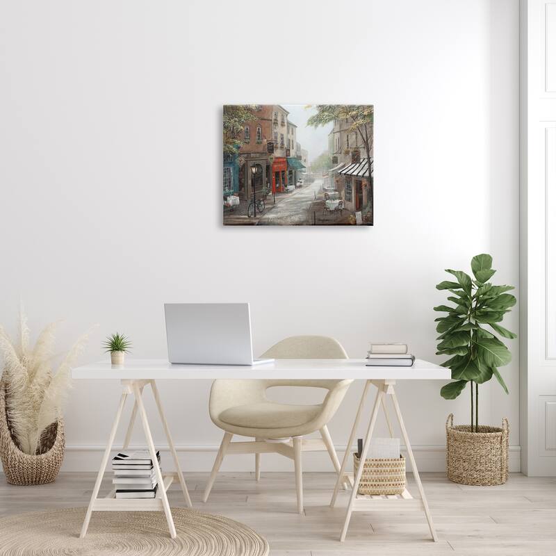 Stupell Classic European Urban Street Vintage Bistro Architecture Canvas Wall Art - Red