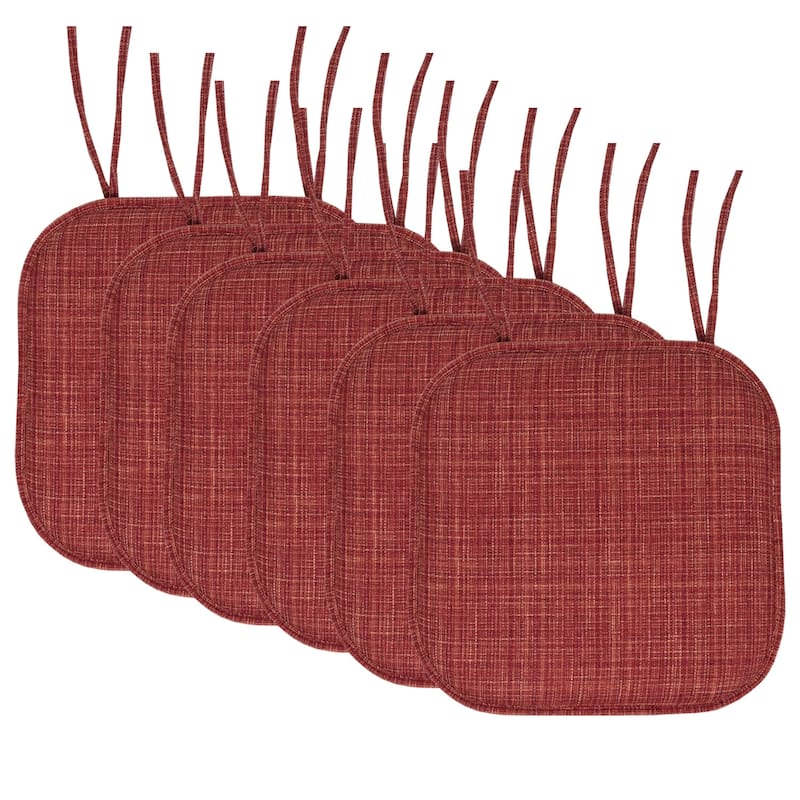 Aria Memory Foam Non-Slip Chair Pad with Ties - Set of 6 - Burgundy