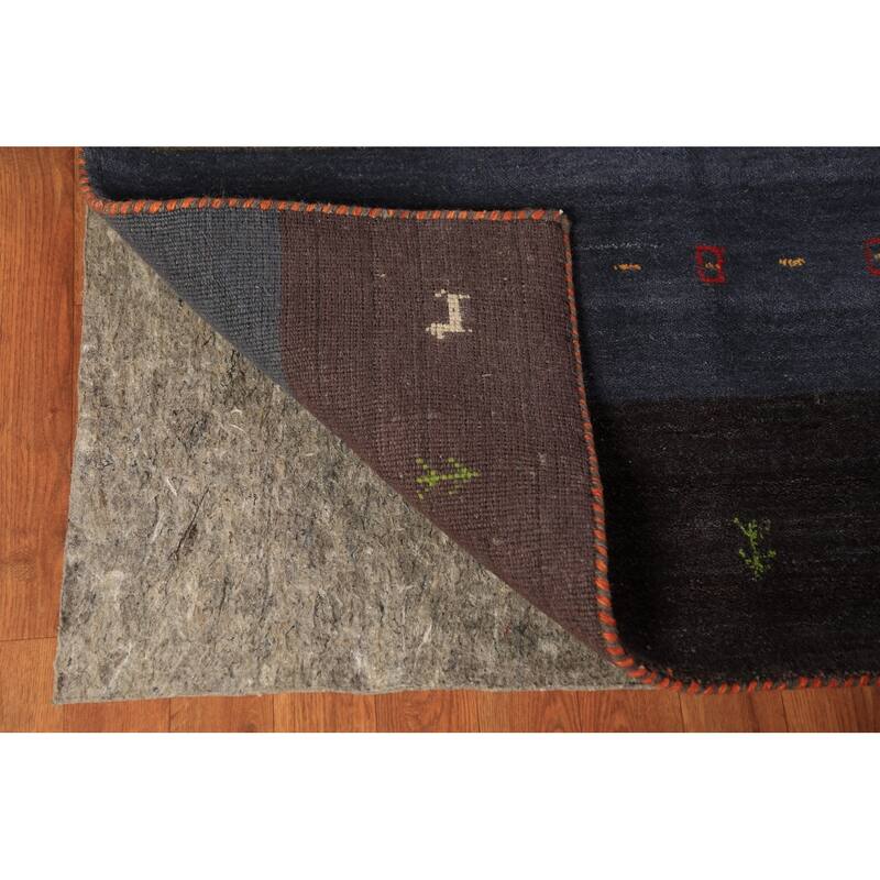 Striped Gabbeh Oriental Area Rug Hand-Knotted Wool Carpet - 6'7" x 9'6"