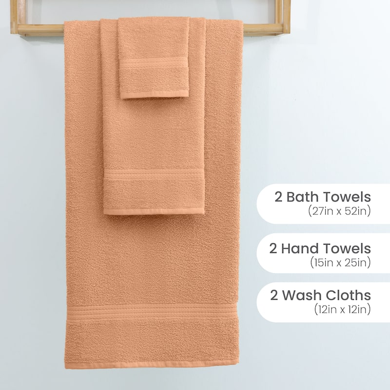 Superior Miami 100% Cotton 6-Piece Towel Set - Lightweight & Quick Drying