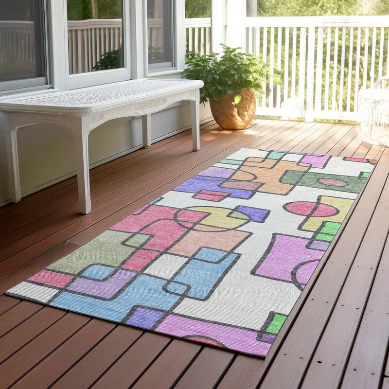 Machine Washable Indoor/ Outdoor Contemporary Prenner Chantille Rug - Pearl - 2'3" x 7'6"