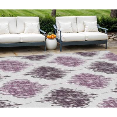 HomeRoots Ikat Transitional Rectangle Outdoor Rug