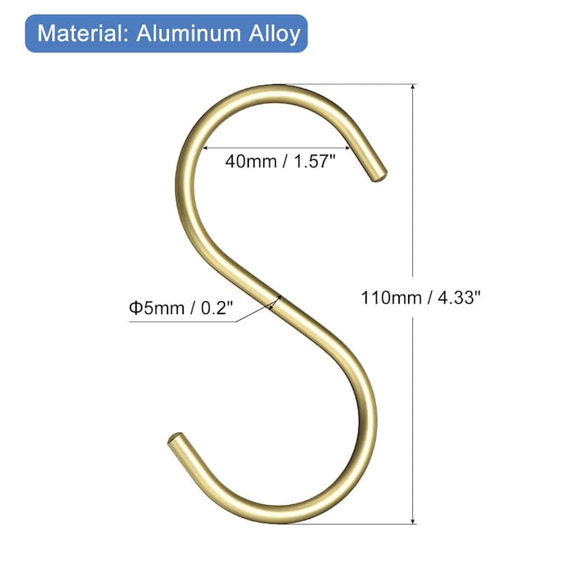 S Hooks, 10Pcs Aluminum Alloy S-Shaped Hook for Hanging Clothes