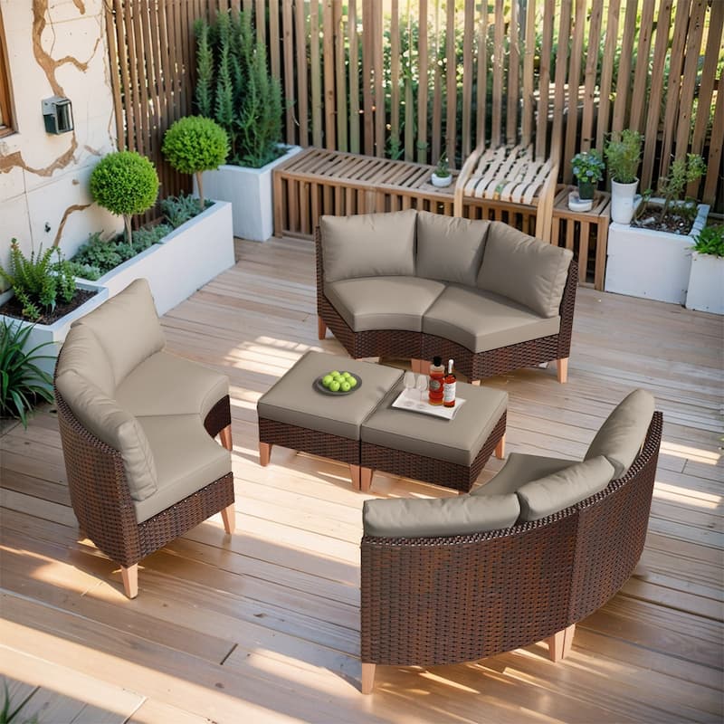 Gymojoy 8-Piece Outdoor Patio Conversation Set - Brown - Grey