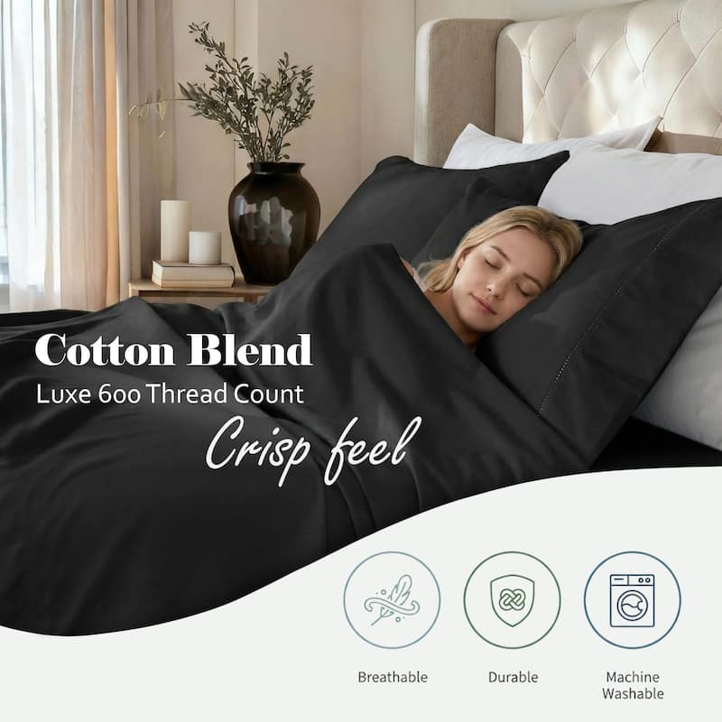 Superior Pandora Cotton Blend Embroidered 600 Thread Count Sheet Set