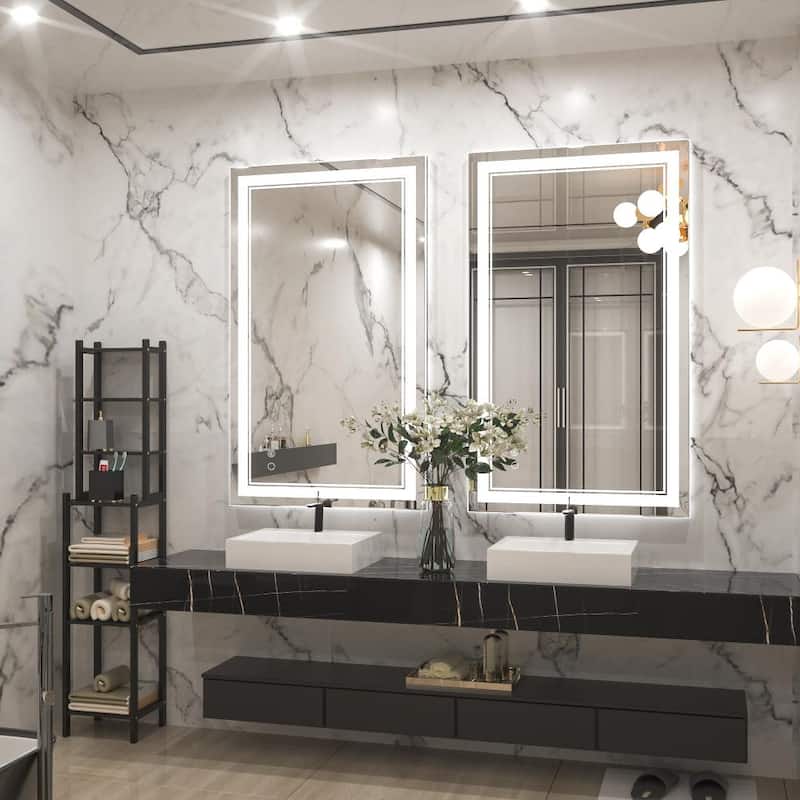 Keonjinn LED Front Light Bathroom Vanity Wall Mirror, Anti-Fog, Dimmable