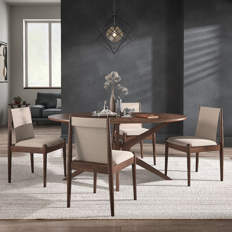 Vilnius Walnut Finish Oval 5-Piece Dining Set