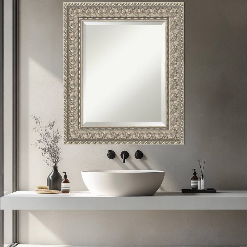 Sydney Silver Beveled Framed Bathroom Vanity Wall Mirror - Sydney Silver