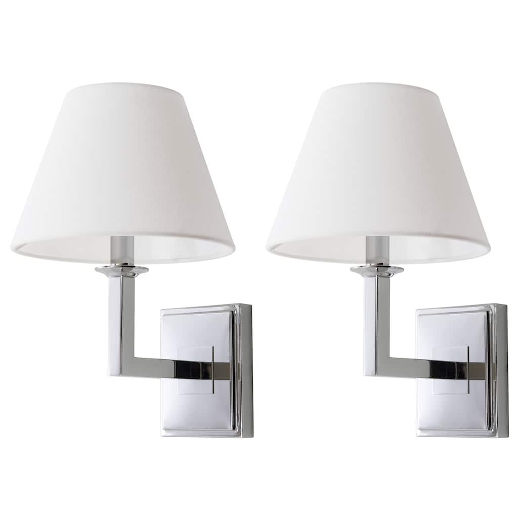 SAFAVIEH Lighting Keesha Chrome Wall Sconce (Set of 2) - 9"x9.5"x14.5" - 9Wx10Dx15H