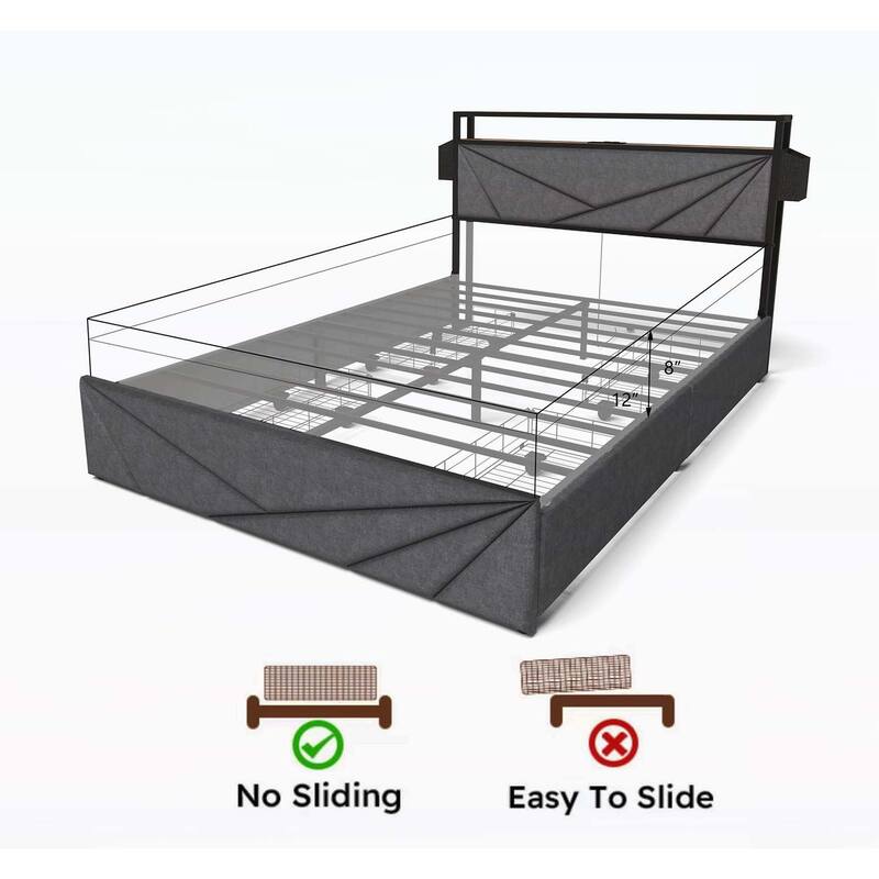 Versatile Bed with Storage and LED Lights for Dreamy Sleep