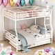 preview thumbnail 1 of 11, Modern Silver Full XL/Queen Bunk Bed with Trundle-Durable Iron Frame & Safety Features Triple Bunk White