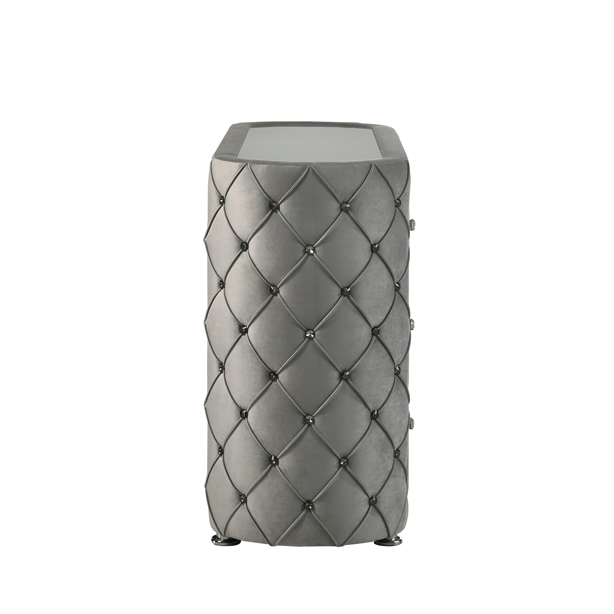 grey velvet dresser Baxton Studio Etienne Slate 6-Drawer 47.2 in. Gray 6-Drawer Velvet Dresser -