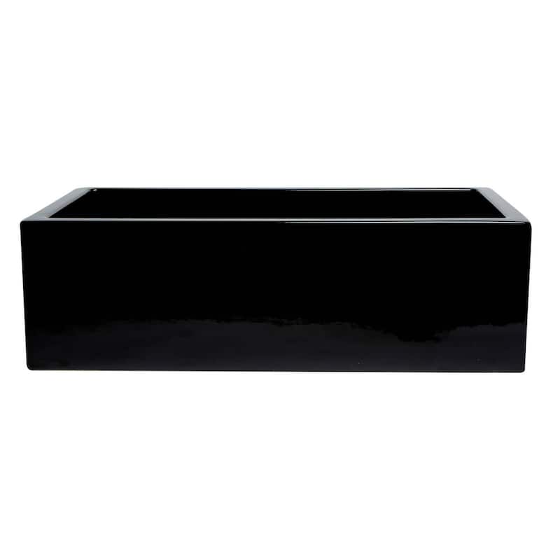 ALFI brand Modern 33" x 18" Reversible Fluted / Smooth Rectangular Fireclay Farm Sink - Black Gloss