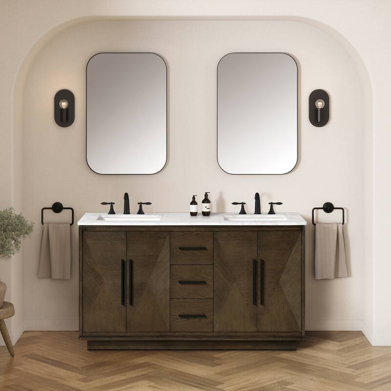 OVE Hale Aged Oak Bathroom Vanity with Engineered Marble Top