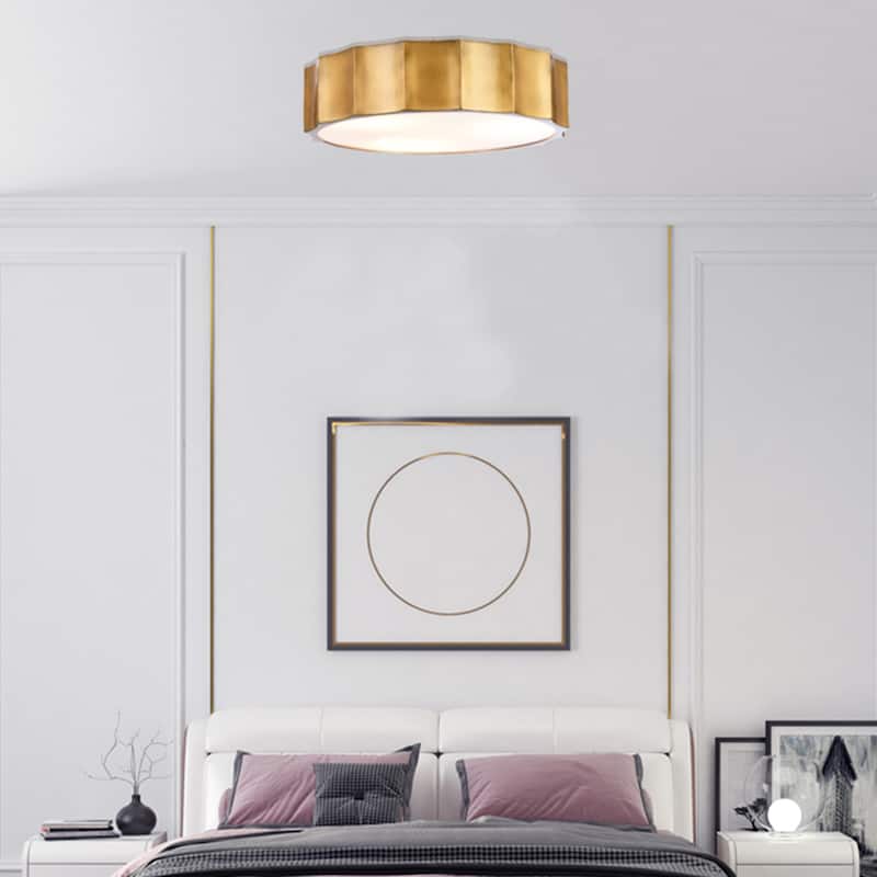 4 Light Brass Iron Flush Mount With White Bottom Cover