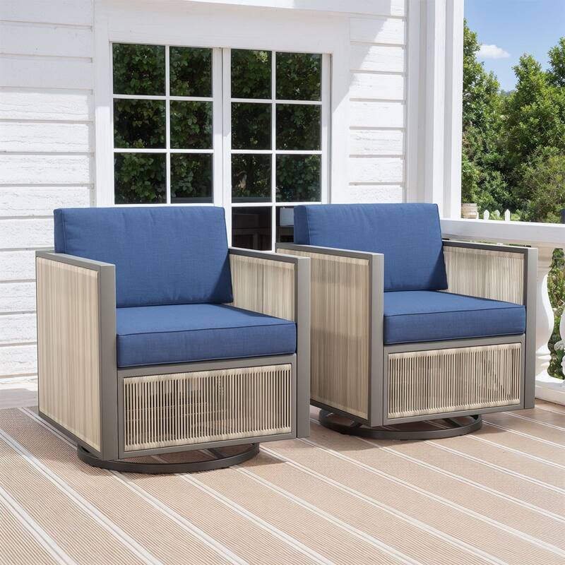 Gymojoy Outdoor Swivel Glider Chairs Wicker Patio Chairs with Thick Cushions