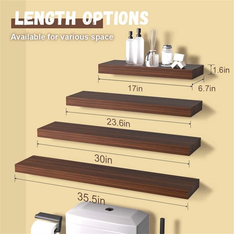 Wall Hanging Wood Shelf for Rustic Home Decor - 6.7"D x 30"W x 1.6"H