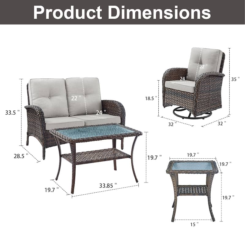 Gymojoy Outdoor Wicker Patio Furniture Loveseat and Chair Set