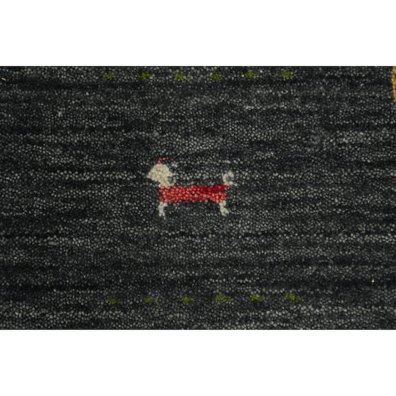 Hand Knotted Oriental 100% Wool Carpet Tribal Animal Pictorial Greys & Charcoal Gabbeh Area Rug - 9' 8'' X 10' 0''
