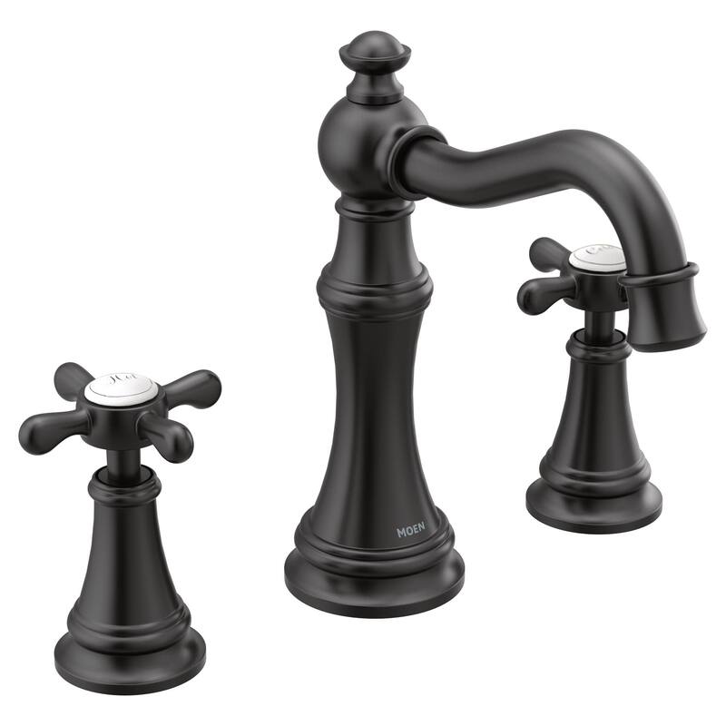 Moen TVS42114 Weymouth 1.2 GPM Widespread Bathroom Faucet with Pop-Up - Matte Black