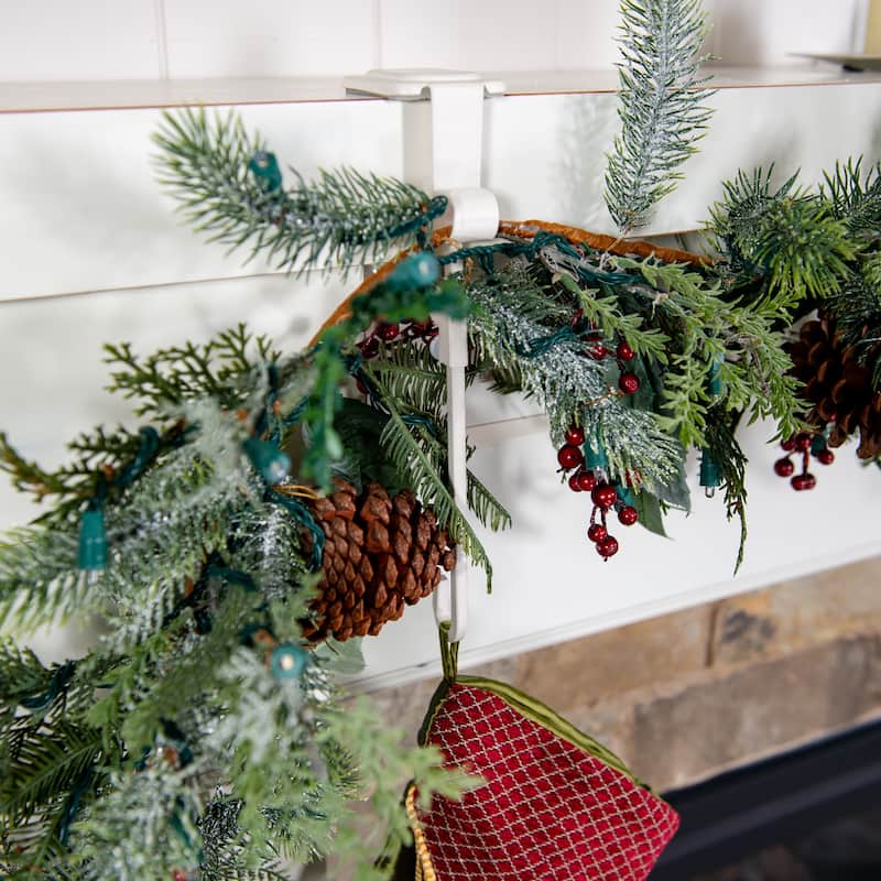 Garland and christmas stocking holder for mantle (2-Pack) (White)