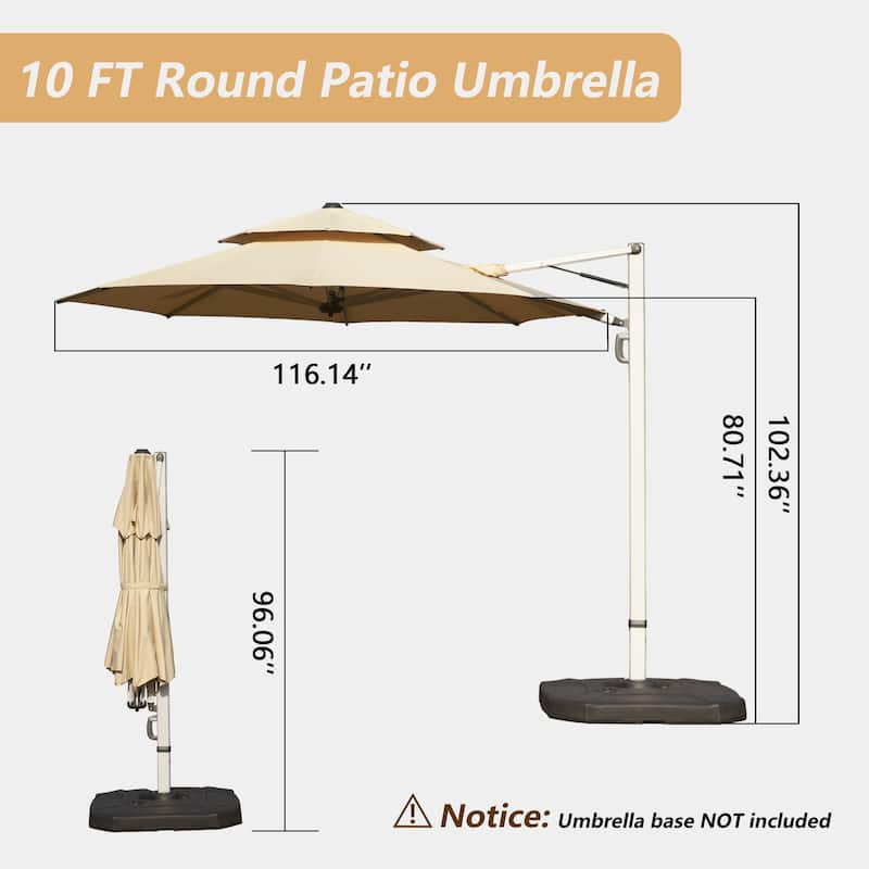 Round Cantilever Umbrella with Center Pole(Base Not Included)