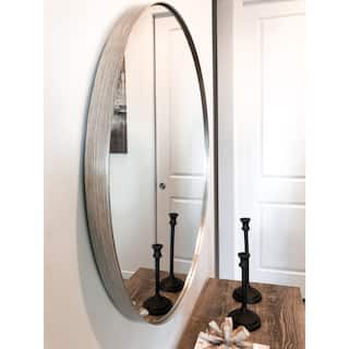 Frame My Mirror Nickel Round Wall Mirror, Cheyenne Design - 30" x 30"
