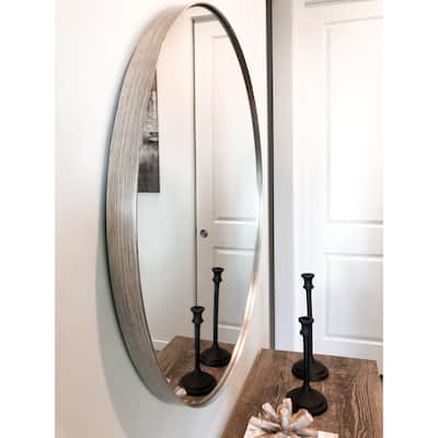 Frame My Mirror Nickel Round Wall Mirror, Cheyenne Design - 30" x 30"