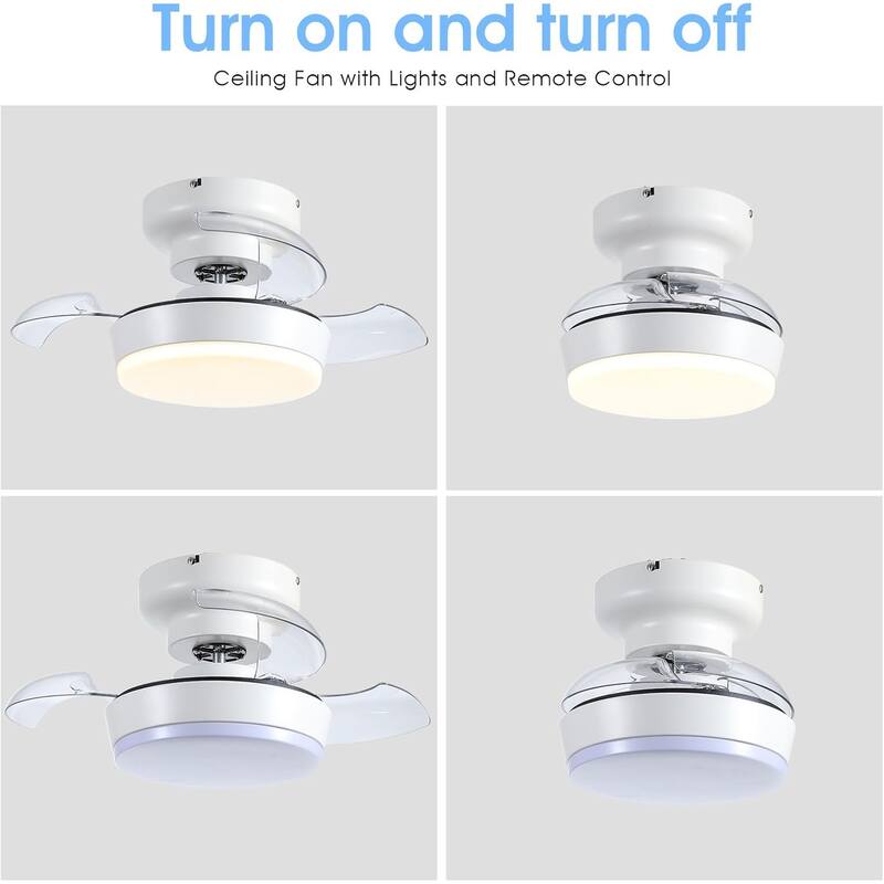 24" Small Ceiling Fan with Light and Remote,Retractable Blades,Small Fan Light for Bedroom,Closet,Bathroom - 13 Inches