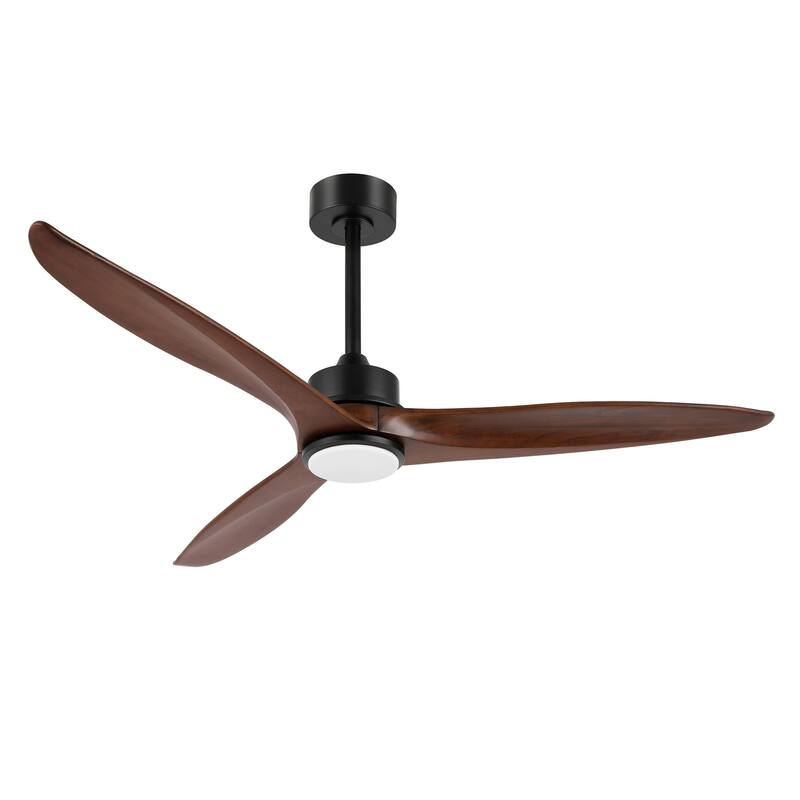 GetLedel 52-in Solid Wood Propeller LED Ceiling Fan with Remote and Light