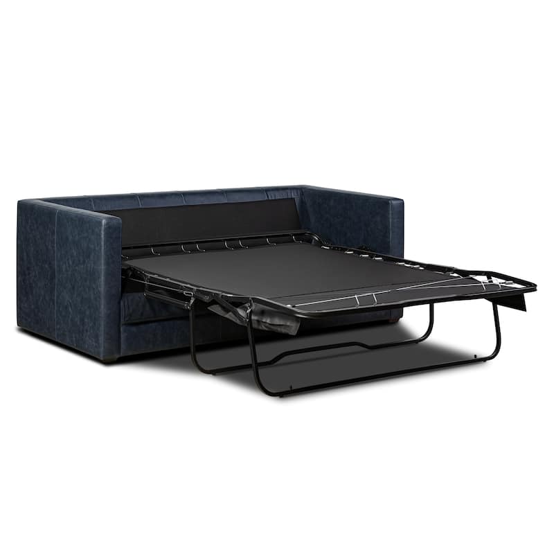 Poly & Bark Napa 82" Leather Pull-Out Convertible Sleeper Sofa - Full Grain Genuine Italian Leather