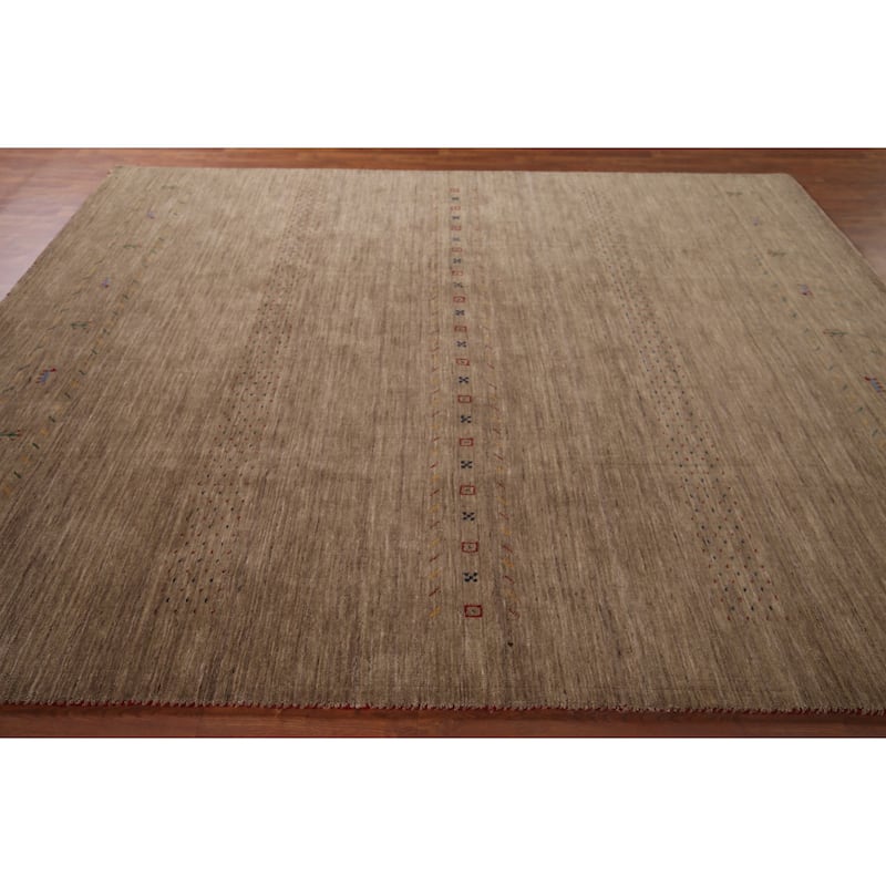Brown Tribal Gabbeh Area Rug Handmade Wool Carpet - 8'0"x 9'8"