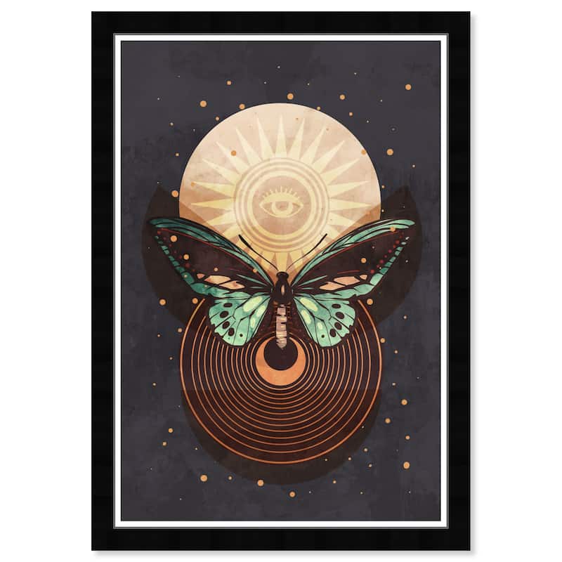 Wynwood Studio Prints Astronomy and Space Cosmic Wings Orange and Dark Gray Modern & Contemporary Wall Art Canvas Print