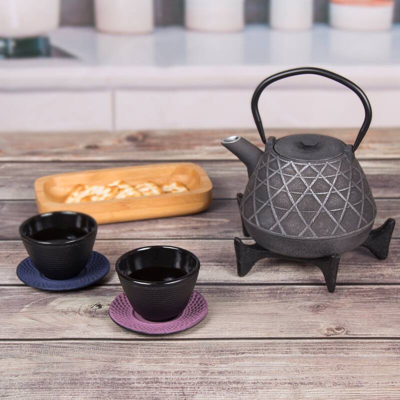 Creative Home Purple Cast Iron 3.75" Round Drink Coaster