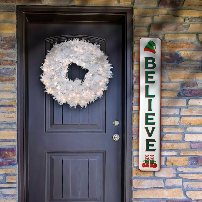 National Tree Company 47 in. Believe Vertical Holiday Wall Sign - White - 47 in