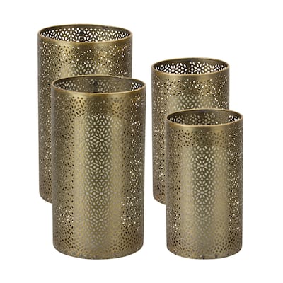 Metal Candle Holder (Set of 4) - 5.5 x 5.5 x 10; 4.5 x 4.5 x 8