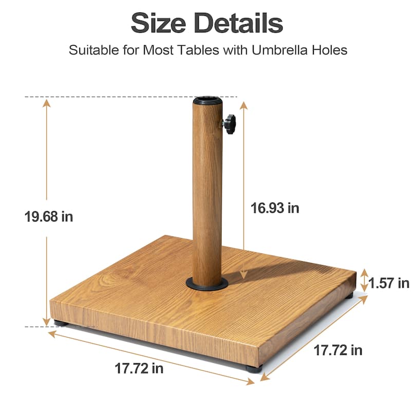 Pellebant 43/55 LBS Heavy Duty Square Concrete Umbrella Base for Market Umbrella
