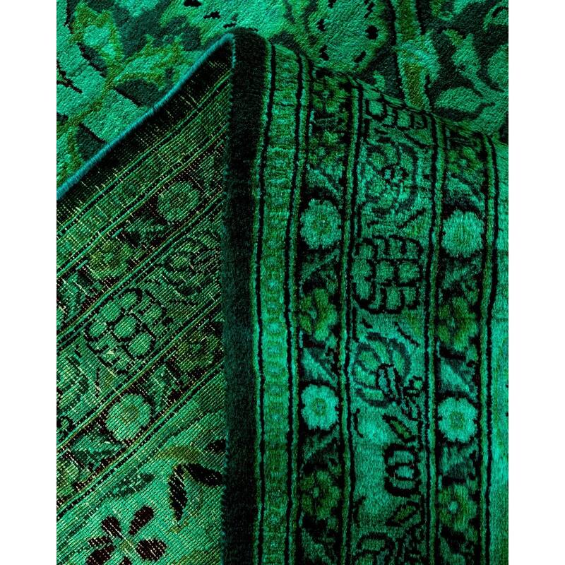 Overton Hand Knotted Wool Vintage Inspired Modern Contemporary Overdyed Green Area Rug - 10' 1" x 13' 0"