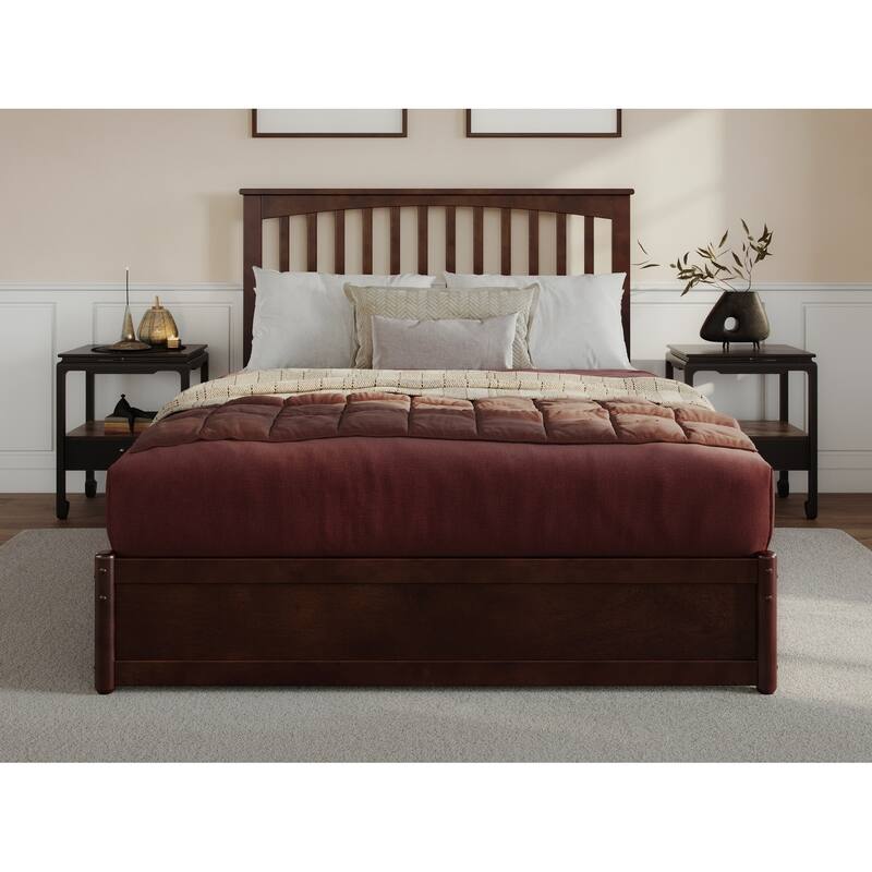 Everett Platform Bed with Panel Footboard and Twin XL Trundle