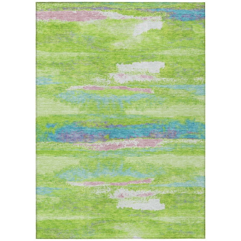 Machine Washable Indoor/ Outdoor Abstract Modern Chantille Rug