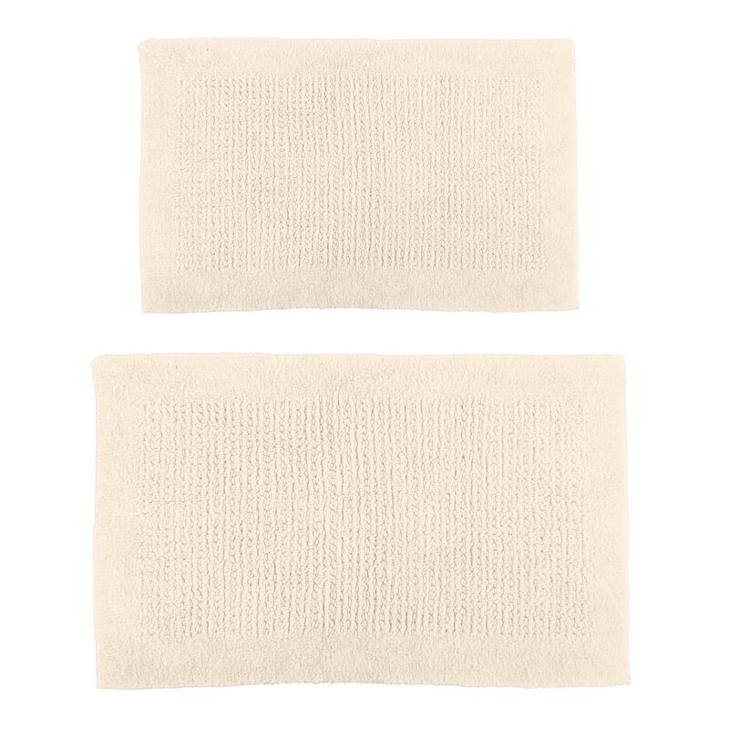 Lavish Home 2-Piece 2500GSM Cotton Bath Mat Set - Ivory