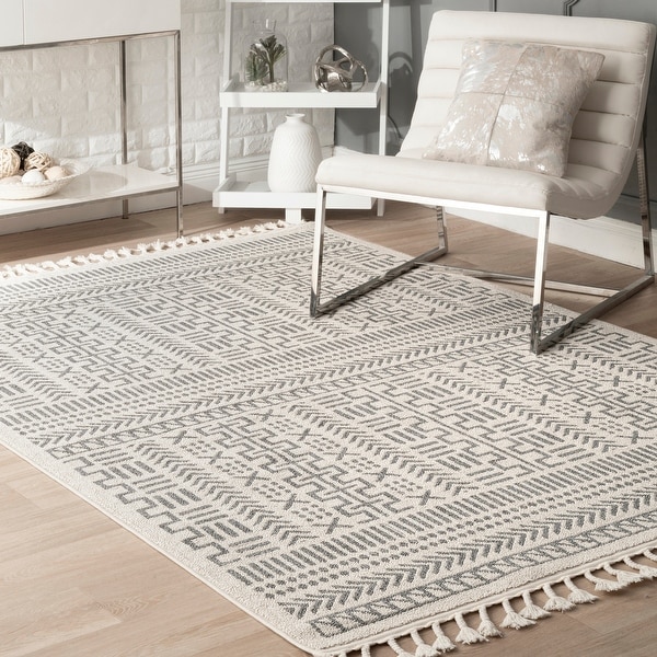 nuLOOM Tribal Geometric Trellis Area Rug with Tassel. Opens flyout.
